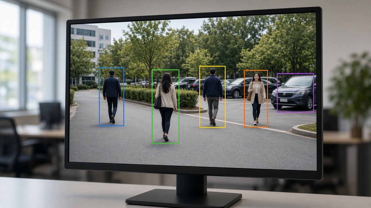 AI CCTV camera capabilities illustrated on live monitoring