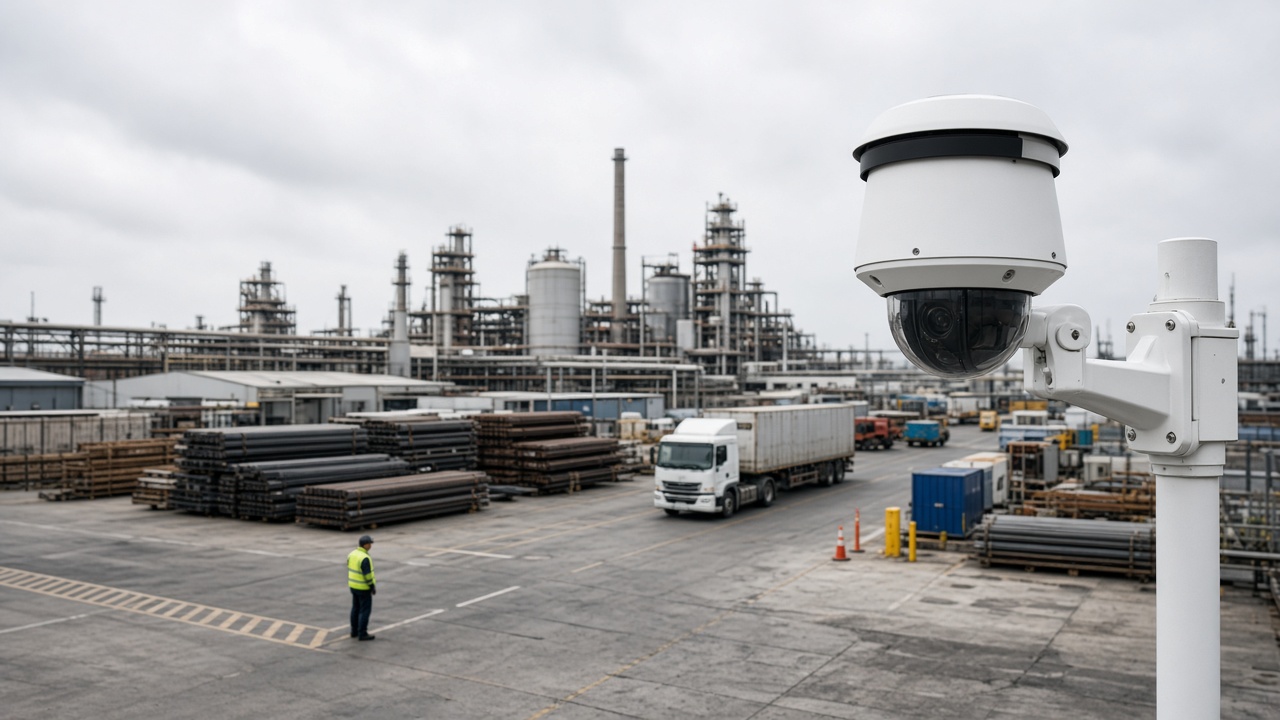 Video analytics camera covering an operational outdoor area